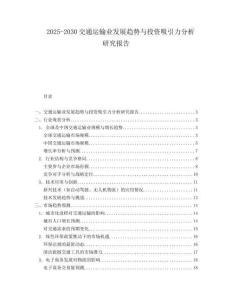 2025-2030交通運輸業發展趨勢與投資吸引力分析研究報告