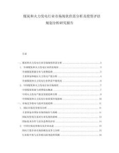 煤炭和火力發(fā)電行業(yè)市場現(xiàn)狀供需分析及投資評估規(guī)劃分析研究報告