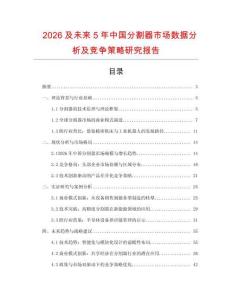 2026及未來5年中國分割器市場數(shù)據(jù)分析及競爭策略研究報告