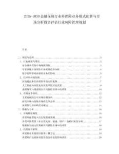 2025-2030金融保險行業再保險業務模式創新與市場分析投資評估行業風險管理規劃