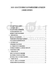 2025-2030汽車保險行業市場需求預測與市場競爭力深度分析報告