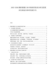 2025-2030攝影攝像行業市場現狀需求分析及投資評估規劃分析研究報告書