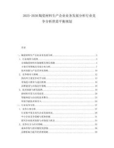 2025-2030陶瓷材料生產(chǎn)企業(yè)業(yè)務(wù)發(fā)展分析行業(yè)競爭分析供需平衡規(guī)劃