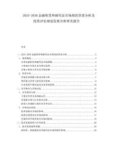 2025-2030金融租賃和耐用品市場現(xiàn)狀供需分析及投資評估規(guī)劃發(fā)展分析研究報告