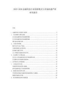2025-2030金融科技行業(yè)創(chuàng)新模式與市場機遇嚴密研究報告