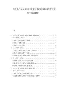 拉美農(nóng)產(chǎn)品加工園區(qū)建設(shè)行業(yè)供需分析及投資投資成本效益報(bào)告