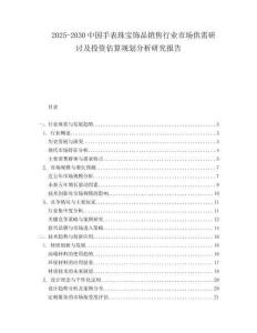 2025-2030中國手表珠寶飾品銷售行業市場供需研討及投資估算規劃分析研究報告