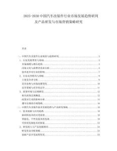 2025-2030中國汽車改裝件行業市場發展趨勢研判及產品研發與市場營銷策略研究