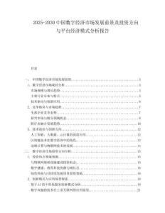 2025-2030中國數(shù)字經(jīng)濟市場發(fā)展前景及投資方向與平臺經(jīng)濟模式分析報告