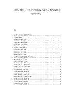 2025-2030云計算行業市場發展現狀分析與發展投資評估規劃