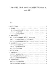 2025-2030中國水利電力行業(yè)水資源生態(tài)保護與水電站建設(shè)