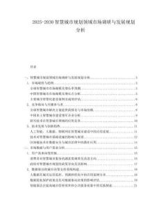 2025-2030智慧城市規劃領域市場調研與發展規劃分析