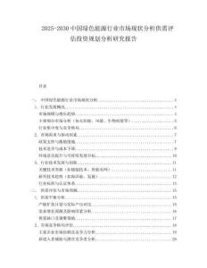 2025-2030中國綠色能源行業(yè)市場現(xiàn)狀分析供需評估投資規(guī)劃分析研究報告
