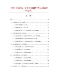 2026年中國小頭定位鉤螺釘市場調查研究報告
