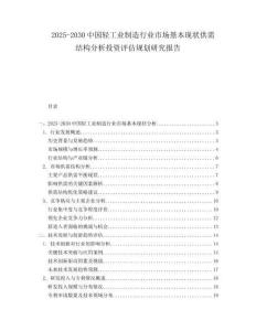2025-2030中國(guó)輕工業(yè)制造行業(yè)市場(chǎng)基本現(xiàn)狀供需結(jié)構(gòu)分析投資評(píng)估規(guī)劃研究報(bào)告
