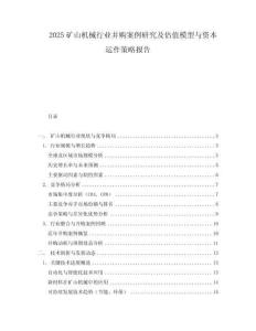 2025礦山機械行業(yè)并購案例研究及估值模型與資本運作策略報告