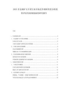 2025非金屬礦石開(kāi)采行業(yè)市場(chǎng)競(jìng)爭(zhēng)調(diào)研供需分析投資評(píng)估發(fā)展規(guī)劃深度研究報(bào)告