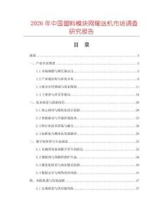 2026年中國塑料模塊網(wǎng)輸送機市場調(diào)查研究報告
