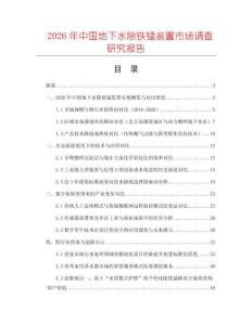 2026年中國地下水除鐵錳裝置市場調查研究報告