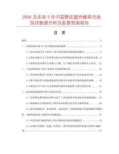 2026及未來5年中國管坯塑殼模具市場現(xiàn)狀數(shù)據(jù)分析及前景預(yù)測報告
