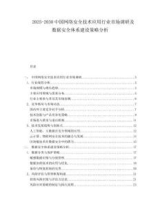 2025-2030中國網絡安全技術應用行業市場調研及數據安全體系建設策略分析