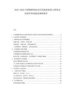 2025-2030中國物聯網技術應用場景拓展與網絡安全防護體系建設調研報告