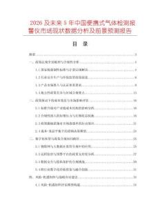2026及未來5年中國便攜式氣體檢測報警儀市場現(xiàn)狀數(shù)據(jù)分析及前景預(yù)測報告