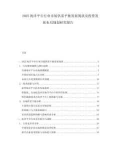 2025海洋平臺行業(yè)市場供需平衡發(fā)展現(xiàn)狀及投資發(fā)展布局規(guī)劃研究報告