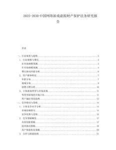 2025-2030中國(guó)網(wǎng)絡(luò)游戲虛擬財(cái)產(chǎn)保護(hù)法務(wù)研究報(bào)告