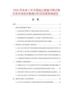 2026及未來5年中國獨立垂直升降式停車庫市場現狀數據分析及前景預測報告