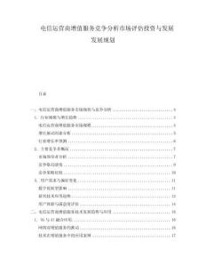 電信運營商增值服務(wù)競爭分析市場評估投資與發(fā)展發(fā)展規(guī)劃