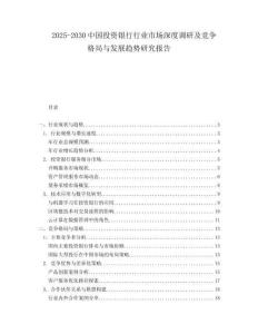 2025-2030中國投資銀行行業市場深度調研及競爭格局與發展趨勢研究報告