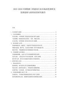 2025-2030中國(guó)鐵路工程建設(shè)行業(yè)市場(chǎng)深度調(diào)研及發(fā)展趨勢(shì)與投資前景研究報(bào)告