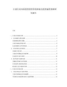 江流行業(yè)風險投資投資價值探索及投資融資策略研究報告