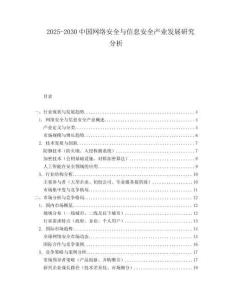 2025-2030中國網絡安全與信息安全產業發展研究分析