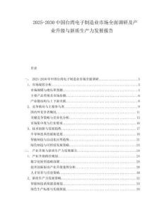 2025-2030中國臺灣電子制造業市場全面調研及產業升級與新質生產力發展報告