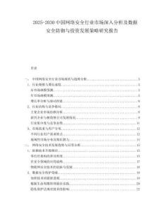 2025-2030中國網絡安全行業市場深入分析及數據安全防御與投資發展策略研究報告