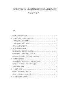 2025航空航天產業市場精辟研究及潛力規劃與投資布局研究報告