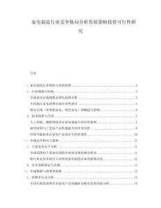 家電制造行業競爭格局分析發展策略投資可行性研究