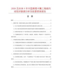 2026及未來5年中國黃銅卡簧三角閥市場現狀數據分析及前景預測報告