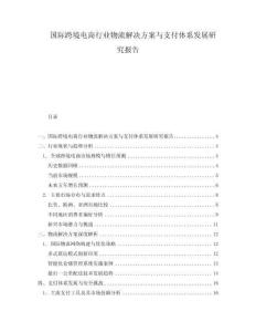 國際跨境電商行業(yè)物流解決方案與支付體系發(fā)展研究報告