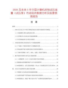 2026及未來5年中國計算機控制試壓裝置（試壓泵）市場現狀數據分析及前景預測報告