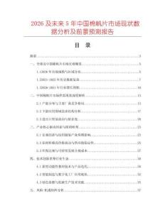 2026及未來5年中國棉帆片市場現(xiàn)狀數(shù)據(jù)分析及前景預(yù)測報(bào)告