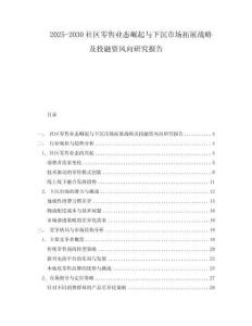 2025-2030社區(qū)零售業(yè)態(tài)崛起與下沉市場拓展戰(zhàn)略及投融資風向研究報告