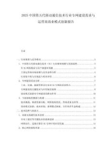 2025中國第五代移動通信技術(shù)行業(yè)專網(wǎng)建設(shè)需求與運(yùn)營商商業(yè)模式創(chuàng)新報告