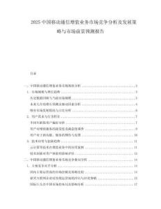 2025中國移動(dòng)通信增值業(yè)務(wù)市場競爭分析及發(fā)展策略與市場前景預(yù)測報(bào)告