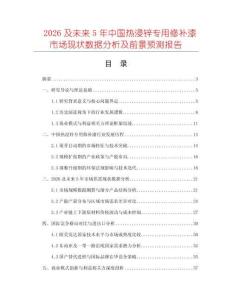 2026及未來5年中國熱浸鋅專用修補漆市場現狀數據分析及前景預測報告