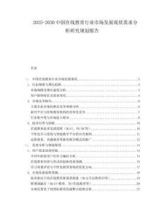 2025-2030中國在線教育行業市場發展現狀需求分析研究規劃報告