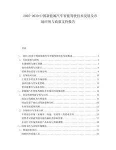 2025-2030中國新能源汽車智能駕駛技術發展及市場應用與政策支持報告