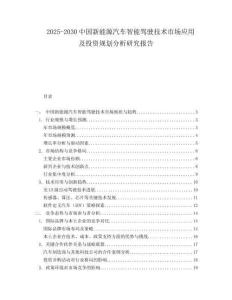 2025-2030中國新能源汽車智能駕駛技術市場應用及投資規劃分析研究報告